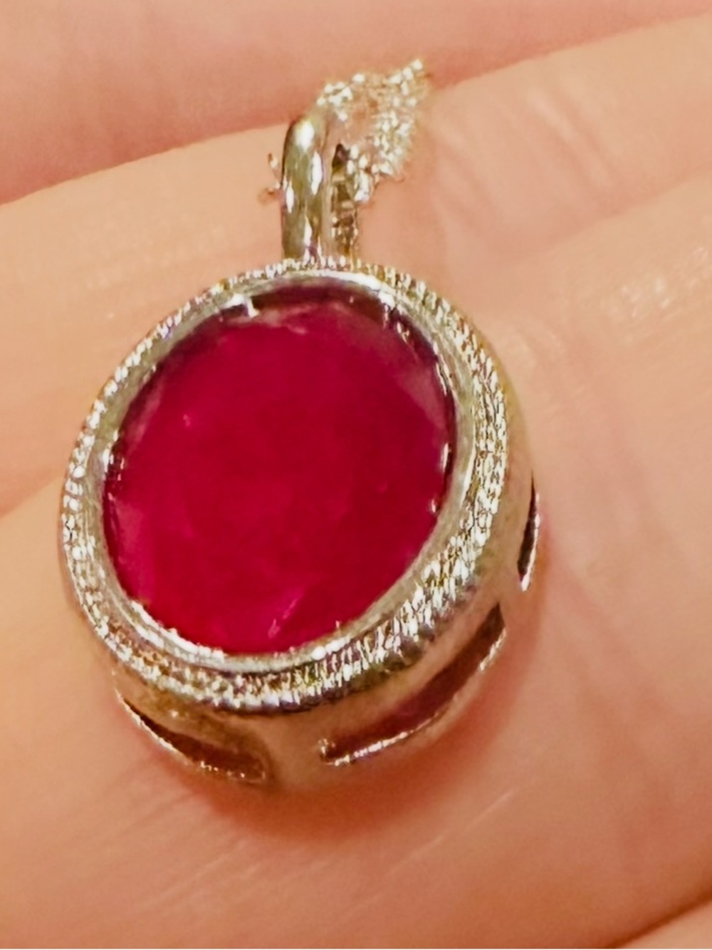 New XL Natural Ruby Necklace pendant white gold on 925 sterling silver over 3 ct - Picture 6 of 9